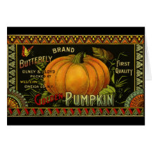 Vintage Product Label Art; Butterfly Brand Pumpkin Card