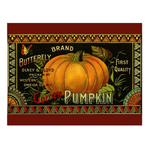 Vintage Product Label Art; Butterfly Brand Pumpkin Post Cards