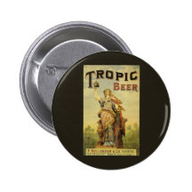Vintage Product Label Art Woman Tropic Beer Stein Button