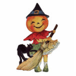 Vintage Pumpkinhead Witch Photo Cut Out