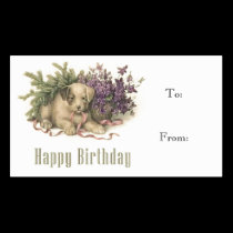Vintage Puppy Birthday Gift Tag business cards