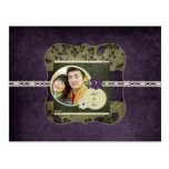 Vintage Purple and Green Save The Date Postcards