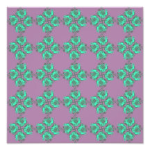 Vintage Purple and Teal Floral Print Photo Print