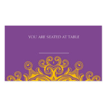 Vintage Purple and Yellow Wedding Placecards Business Card