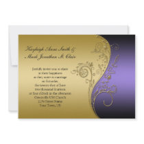 Vintage Purple Black and Gold Wedding Invitation