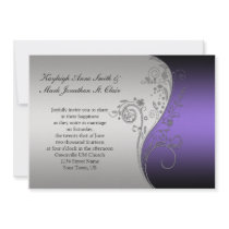 Vintage Purple Black and Silver Wedding Invitation
