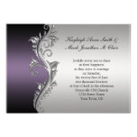 Vintage Purple Black and Silver Wedding Invitation