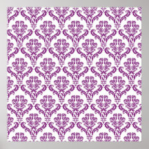Vintage Purple Damask Pattern Posters