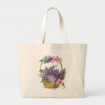 Vintage Purple Lilacs Antique Flower Bouquet Tote Bags