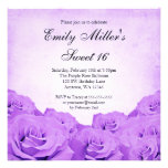 Vintage Purple Rose Sweet 16 Birthday Party Personalized Invites