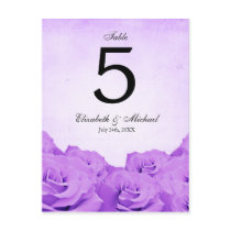 Vintage Purple Rose Wedding Table Number Postcard