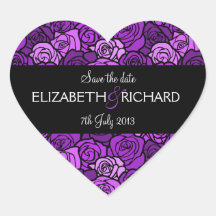 Vintage purple roses 'Save the Date' Sticker