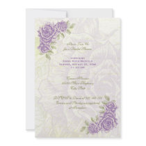 Vintage purple roses wedding bridal shower invite