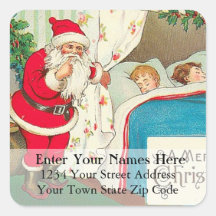 Vintage Quiet Santa Christmas Return Address Label Square Sticker