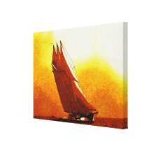 Vintage Racing Yacht Wrapped Canvas Print
