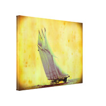 Vintage Racing Yacht Wrapped Canvas Print