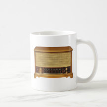 Vintage Radios in Wood Mug