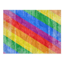 Vintage Rainbow Stripes Post Card