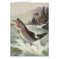 Vintage Rainbow Trout and Fisherman Cards