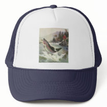 Vintage Rainbow Trout and Fisherman Trucker Hat