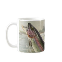 Vintage Rainbow Trout and Fisherman Mugs