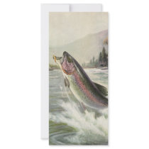 Vintage Rainbow Trout and Fisherman Custom Rack Card