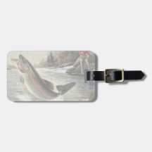 Vintage Rainbow Trout  Fish Fisherman Fishing Tags For Bags