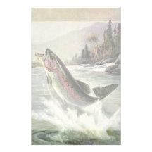 Vintage Rainbow Trout  Fish Fisherman Fishing Stationery