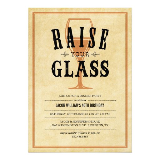 Vintage Raise Your Glass Party Invitations