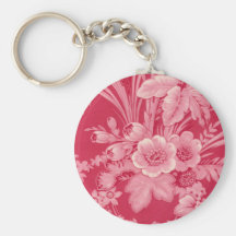 Vintage Raspberry Red Floral Key Chains