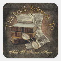 Vintage Reading Bookplate Stickers