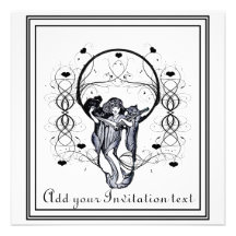 Vintage reading girl, Invitations
