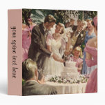 Vintage Reception Bride Groom Newlyweds Cut Cake Vinyl Binder