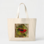 Vintage Red Bird Tote Bag