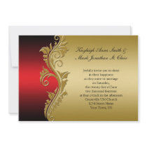 Vintage Red Black and Gold Wedding Invitation
