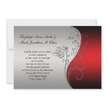 Vintage Red Black and Silver Wedding Invitation