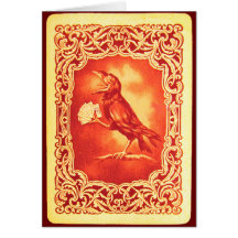 Vintage Red Crow Playing Poker Greeting Cards