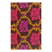 Vintage Red Floral Stationery Paper