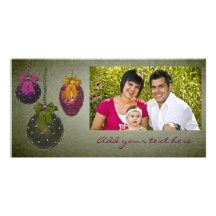 Vintage Red Green Photo Christmas Cards Photo Greeting Card