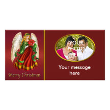 Vintage Red Green Photo Christmas Cards Custom Photo Card