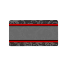 Vintage Red Grey  Damask Address Labels