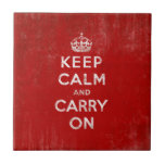 Vintage Red Keep Calm and Carry On Tile Trivet tiles