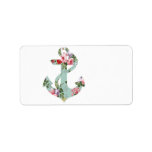 Vintage Red Pink Green Floral Pattern Anchor Custom Address Labels