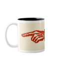 Vintage Red Pointing Hand mugs
