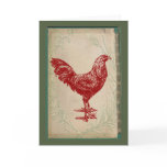 Vintage Red Rooster Shabby Chic Grunge Chicken Cards