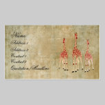 Vintage Red Rose Giraffes Business Card/Tags business cards