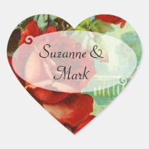 Vintage Red Rose Round Stickers