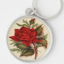 Vintage, Red Rose, Wife Birthday Key Chain