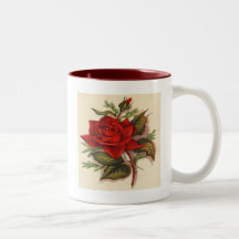 Vintage, Red Rose, Wife Birthday Mugs