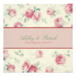 Vintage Red Roses Texture Wedding Invitation